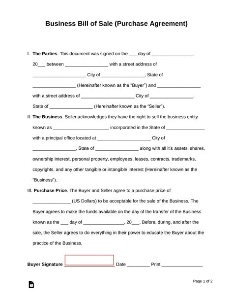 Bill of sale agreement