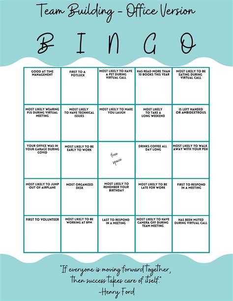 Bingo Cards for Team Building