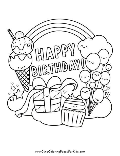 Birthday Coloring Pages for Preschoolers