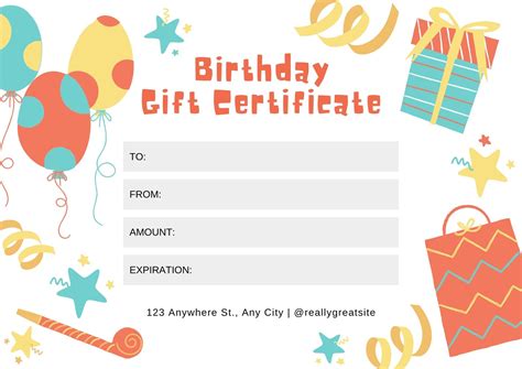 Birthday Gift Certificate Template