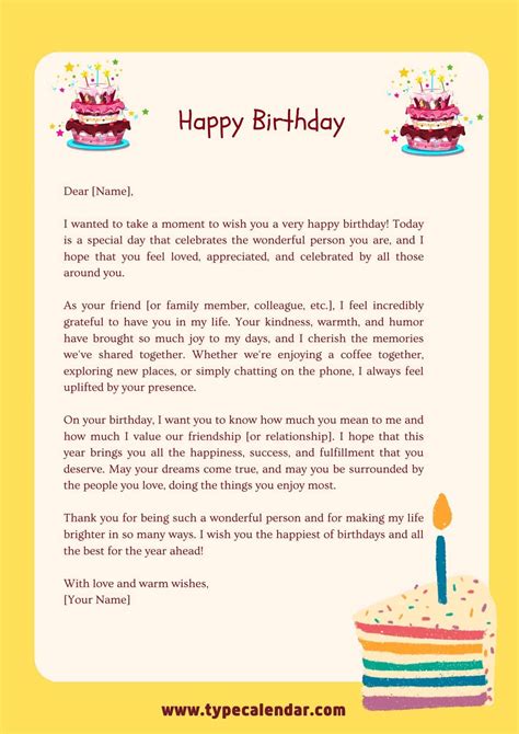 Birthday Letter Templates