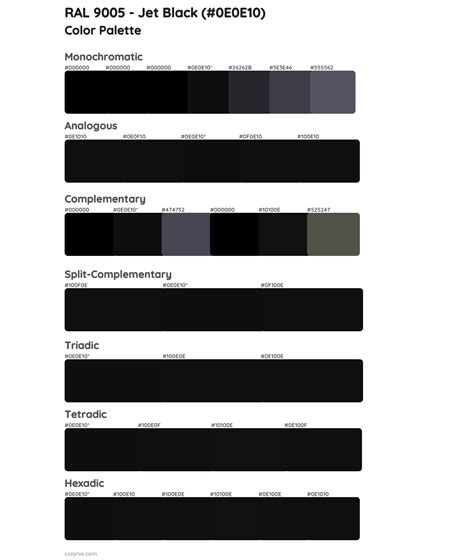 Black color palette combinations with different colors