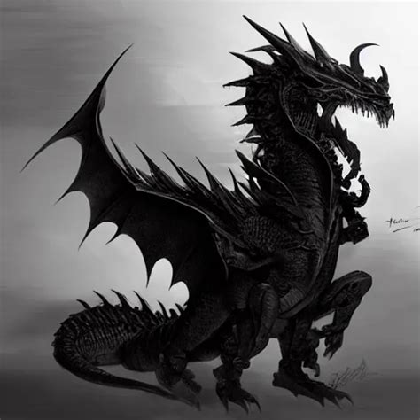 A black dragon depicted in a work of art