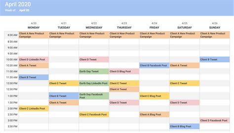 Black Friday Content Calendar Template Example