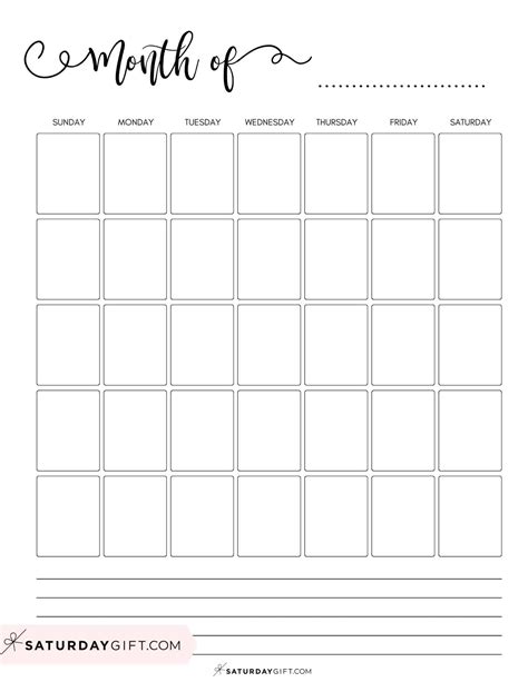 Blank Calendar Template for Healthcare