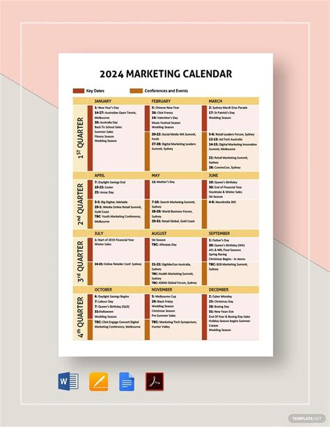 Blank Calendar Template for Marketing