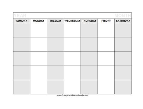 Blank Calendar Template for Students