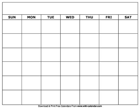 Blank Calendar Templates for Different Industries