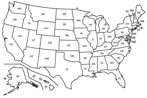 Blank US Maps for Personal Reference and Planning