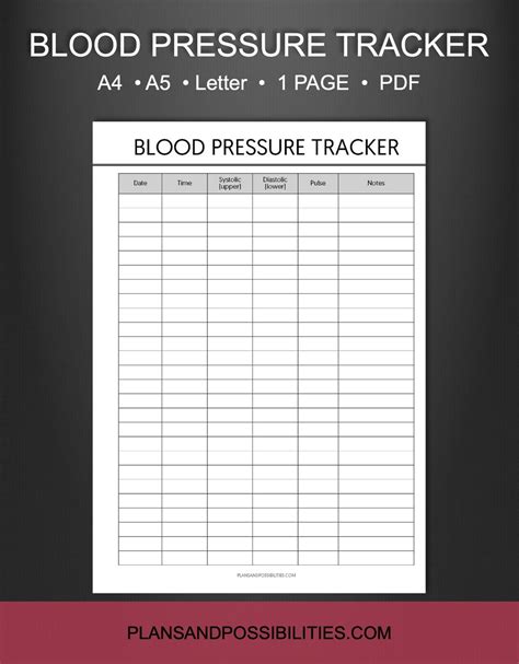 Blood pressure log printable template example 6