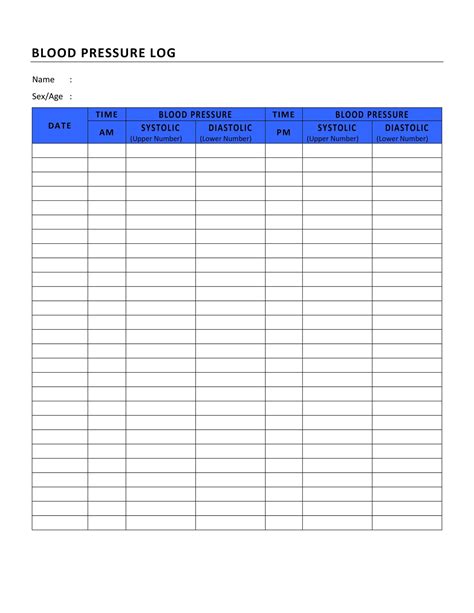 Blood pressure log template example 10