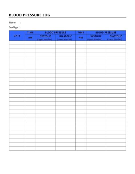 Blood pressure log template free example 5