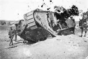 Blown up tanks in World War I