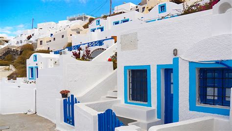 Blue and White Greek Architecture