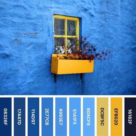 Blue and yellow color palette art