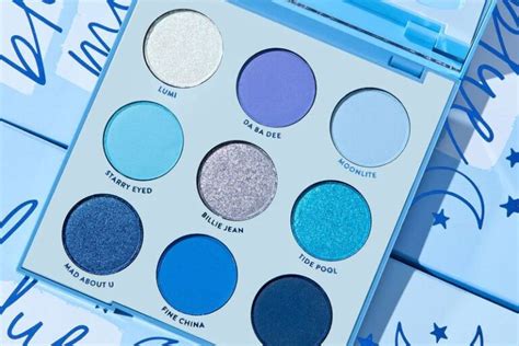 A selection of blue eyeshadow palettes with different formulas