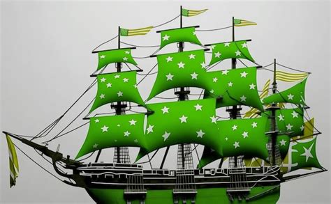 Blue and Green Ship