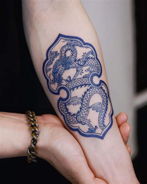 Blue ink tattoo