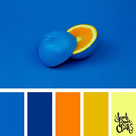 A stunning cold colour palette featuring blues, oranges, and yellows