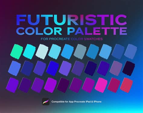 Blues futuristic color palettes