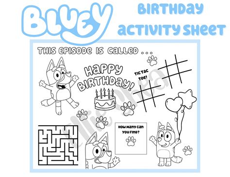 Bluey Printable Activity Sheets