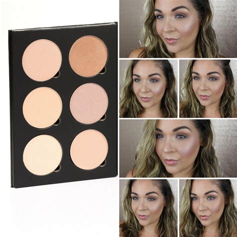 A woman with a natural glow, wearing a blush and highlighter palette