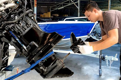 Boat repair and maintenance experts at work