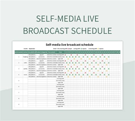 Broadcast Schedule Template