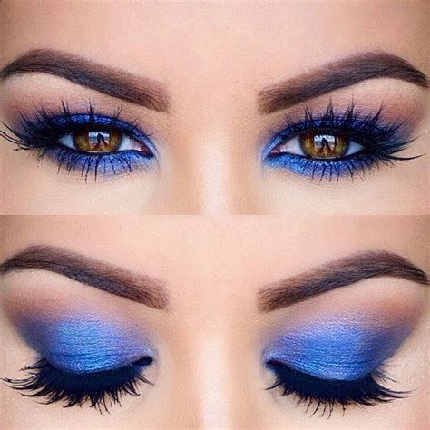 Brown eyes with blue eyeshadow