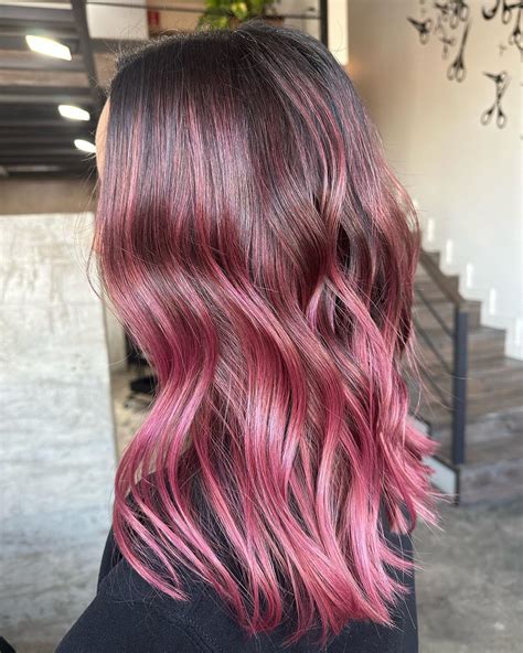 Brown Hair with Pink Highlights