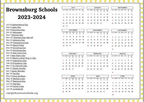 Brownsburg Schools Calendar Overview