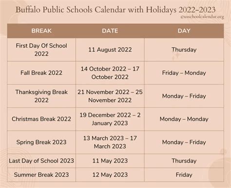 Buffalo Public Schools Calendar Image 2