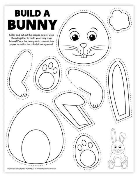 Bunny printable art templates for educational activities