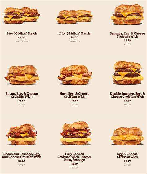 Description of Burger King Breakfast Menu