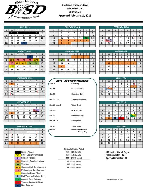 Burleson Isd Calendar Overview