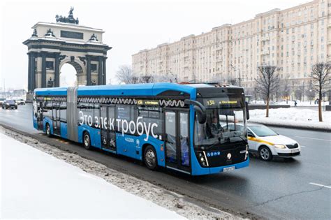 Bus driving through a Russian highway