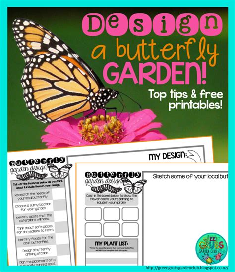 Butterfly garden scene printables for decoration