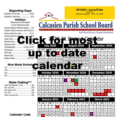 Calcasieu Parish Schools Calendar and Community Engagement