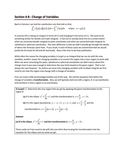 Change of Variables in Calculus 3