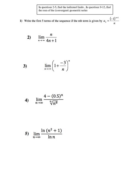 Calculus Worksheets