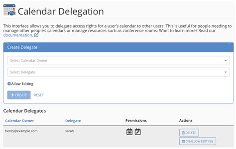 CalDAV Calendar Delegation