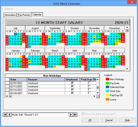 Calendar Occupation and Productivity