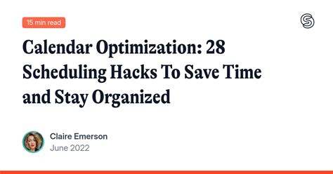 Calendar Optimization Strategies