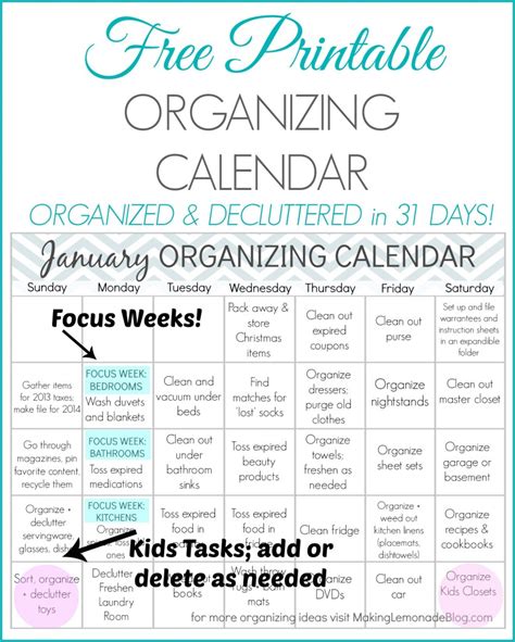 Description of Calendar Printable Ideas for Organization