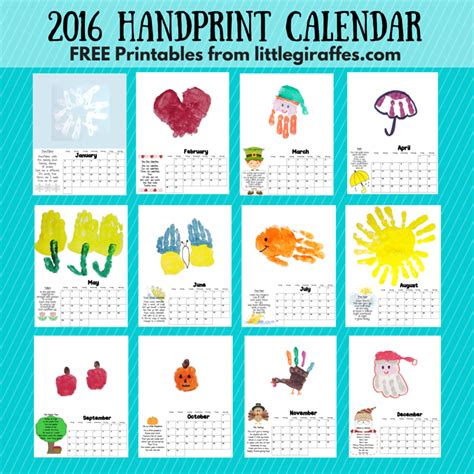 Calendar prints for kids