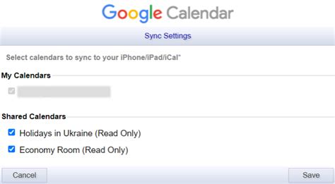 Description of Calendar Sync Settings