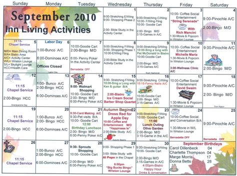 Calendars for Community Centers