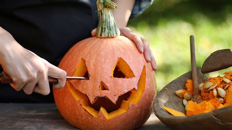 Carving a pumpkin for Halloween