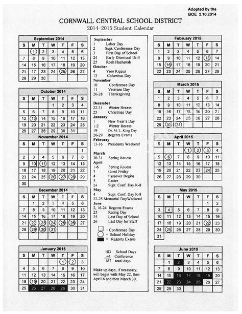 CCSD15 Calendar Overview