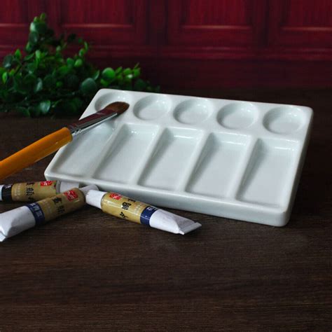 Ceramic palette with watercolor paints